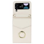 For Samsung Galaxy Z Flip4 5G RFID Blocking Phone Case Multiple Card Slots Ring Kickstand Leather+PC Cover