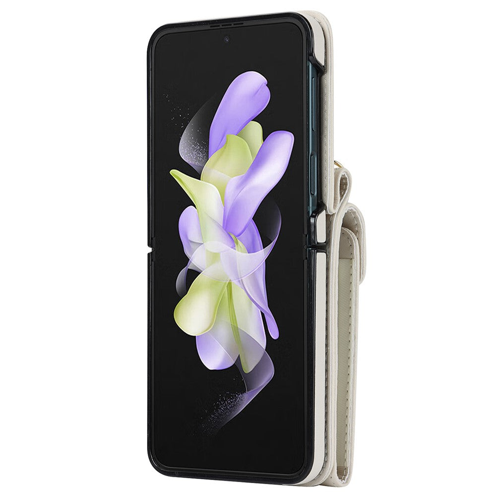 For Samsung Galaxy Z Flip4 5G RFID Blocking Phone Case Multiple Card Slots Ring Kickstand Leather+PC Cover