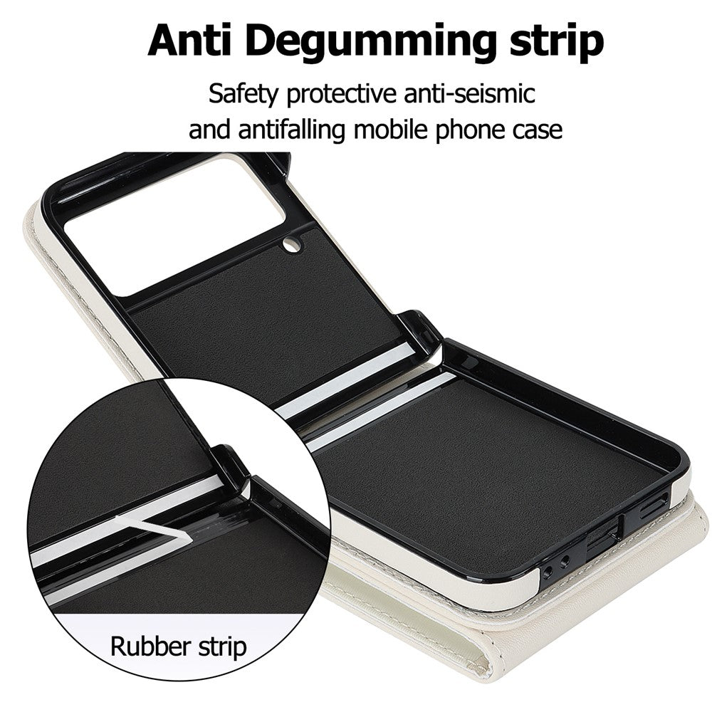 For Samsung Galaxy Z Flip4 5G RFID Blocking Phone Case Multiple Card Slots Ring Kickstand Leather+PC Cover