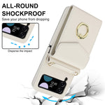 For Samsung Galaxy Z Flip4 5G RFID Blocking Phone Case Multiple Card Slots Ring Kickstand Leather+PC Cover
