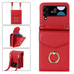 For Samsung Galaxy Z Flip4 5G RFID Blocking Phone Case Multiple Card Slots Ring Kickstand Leather+PC Cover