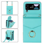 For Samsung Galaxy Z Flip4 5G RFID Blocking Phone Case Multiple Card Slots Ring Kickstand Leather+PC Cover