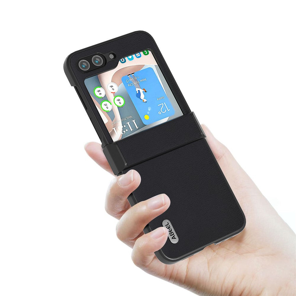 ABEEL Shockproof Case for Samsung Galaxy Z Flip5 5G Anti-Drop Slim Textured PU+PC Phone Cover