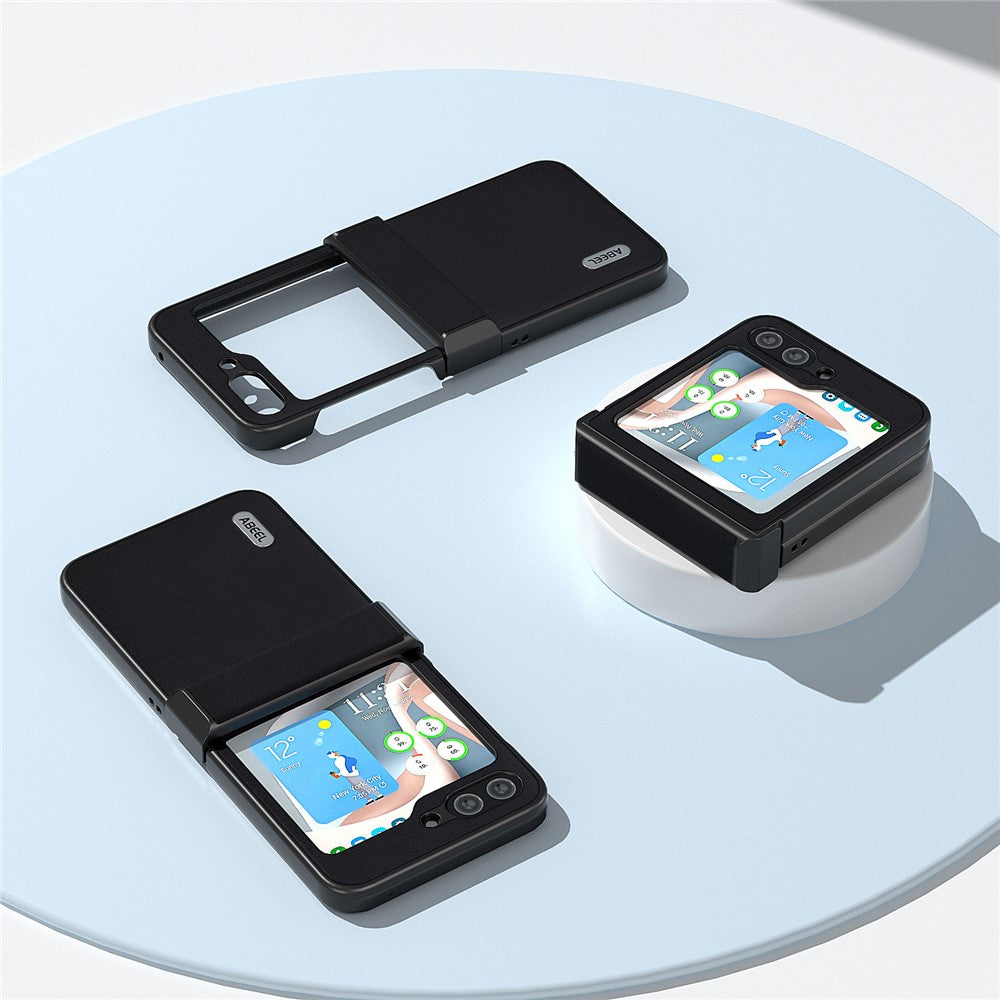 ABEEL Shockproof Case for Samsung Galaxy Z Flip5 5G Anti-Drop Slim Textured PU+PC Phone Cover