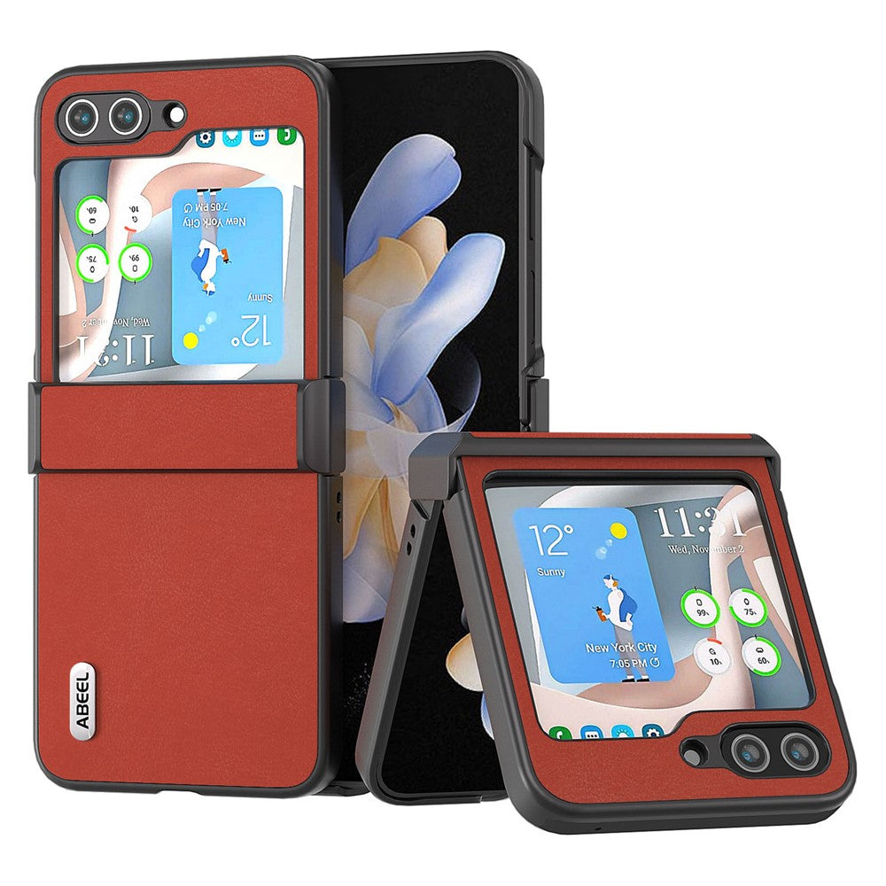 ABEEL Shockproof Case for Samsung Galaxy Z Flip5 5G Anti-Drop Slim Textured PU+PC Phone Cover
