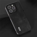 ABEEL Phone Case for iPhone 15 Pro Max, PU Leather Coated PC + TPU Cowhide Texture Cover