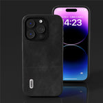ABEEL Phone Case for iPhone 15 Pro Max, PU Leather Coated PC + TPU Cowhide Texture Cover