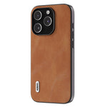 ABEEL Phone Case for iPhone 15 Pro Max, PU Leather Coated PC + TPU Cowhide Texture Cover