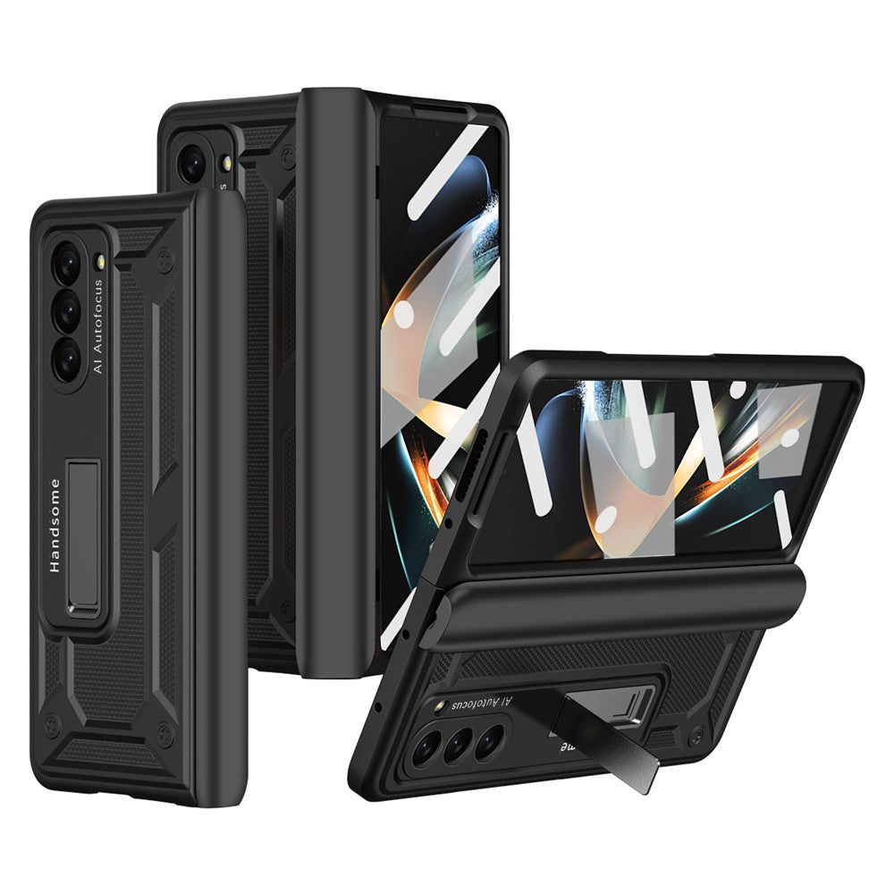 Samsung Galaxy Z Fold5 5G-beskyttelsesskal i hård PC med magnetisk stativ og hærdet glasfilm