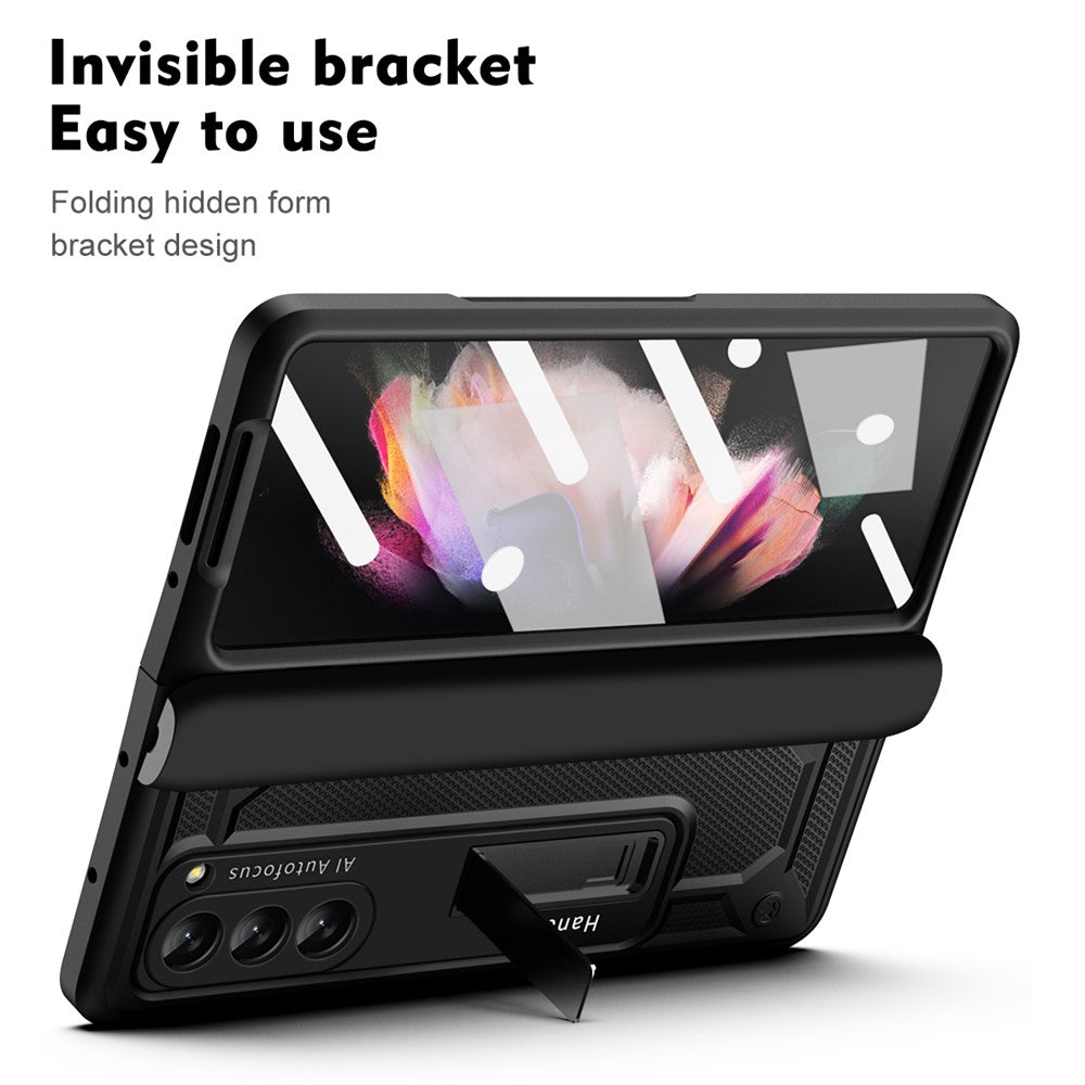 Samsung Galaxy Z Fold5 5G-beskyttelsesskal i hård PC med magnetisk stativ og hærdet glasfilm