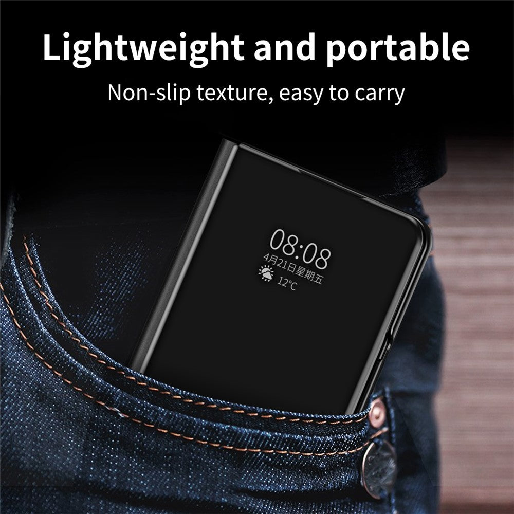 For Samsung Galaxy Z Fold5 5G Mirror Surface Phone Case PU Leather Stand Electroplating Cover