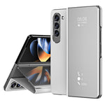 For Samsung Galaxy Z Fold5 5G Mirror Surface Phone Case PU Leather Stand Electroplating Cover