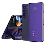 For Samsung Galaxy Z Fold5 5G Mirror Surface Phone Case PU Leather Stand Electroplating Cover