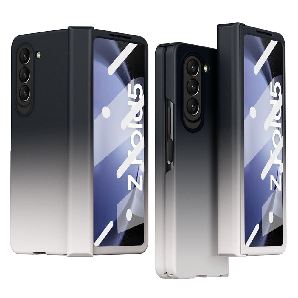 For Samsung Galaxy Z Fold5 5G Gradient Color PC Phone Case Hinge Protection Cover with Tempered Glass Film