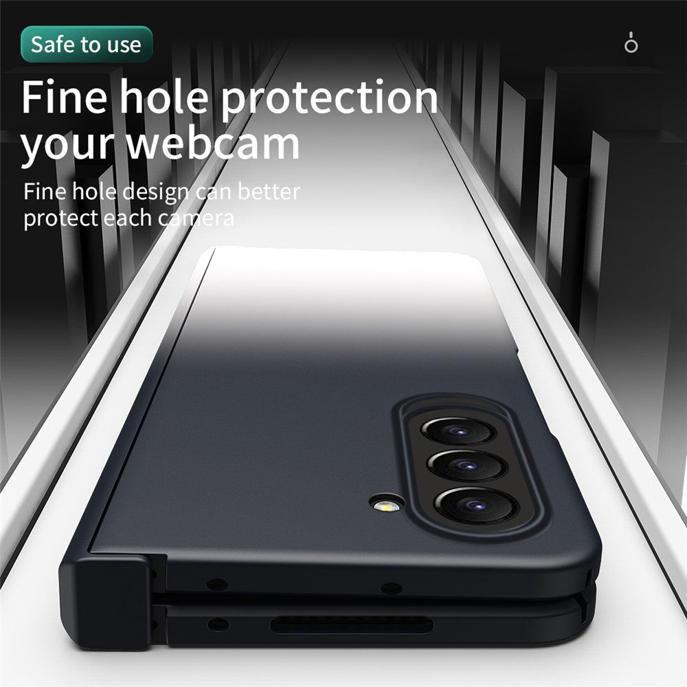For Samsung Galaxy Z Fold5 5G Gradient Color PC Phone Case Hinge Protection Cover with Tempered Glass Film
