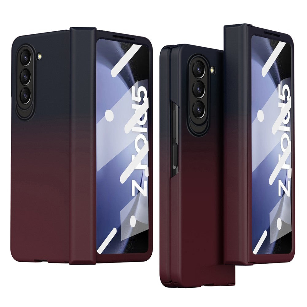 For Samsung Galaxy Z Fold5 5G Gradient Color PC Phone Case Hinge Protection Cover with Tempered Glass Film
