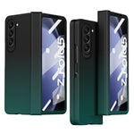 For Samsung Galaxy Z Fold5 5G Gradient Color PC Phone Case Hinge Protection Cover with Tempered Glass Film