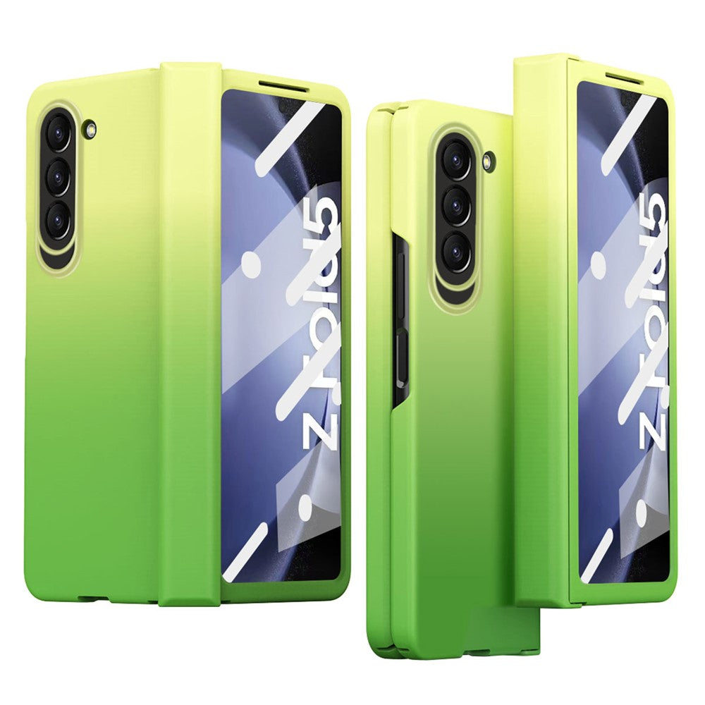 For Samsung Galaxy Z Fold5 5G Gradient Color PC Phone Case Hinge Protection Cover with Tempered Glass Film