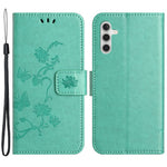 For Samsung Galaxy A25 5G (Global) (161.0 x 76.5 x 8.3mm) PU Leather Butterfly Flower Imprinted Wallet Phone Case Stand