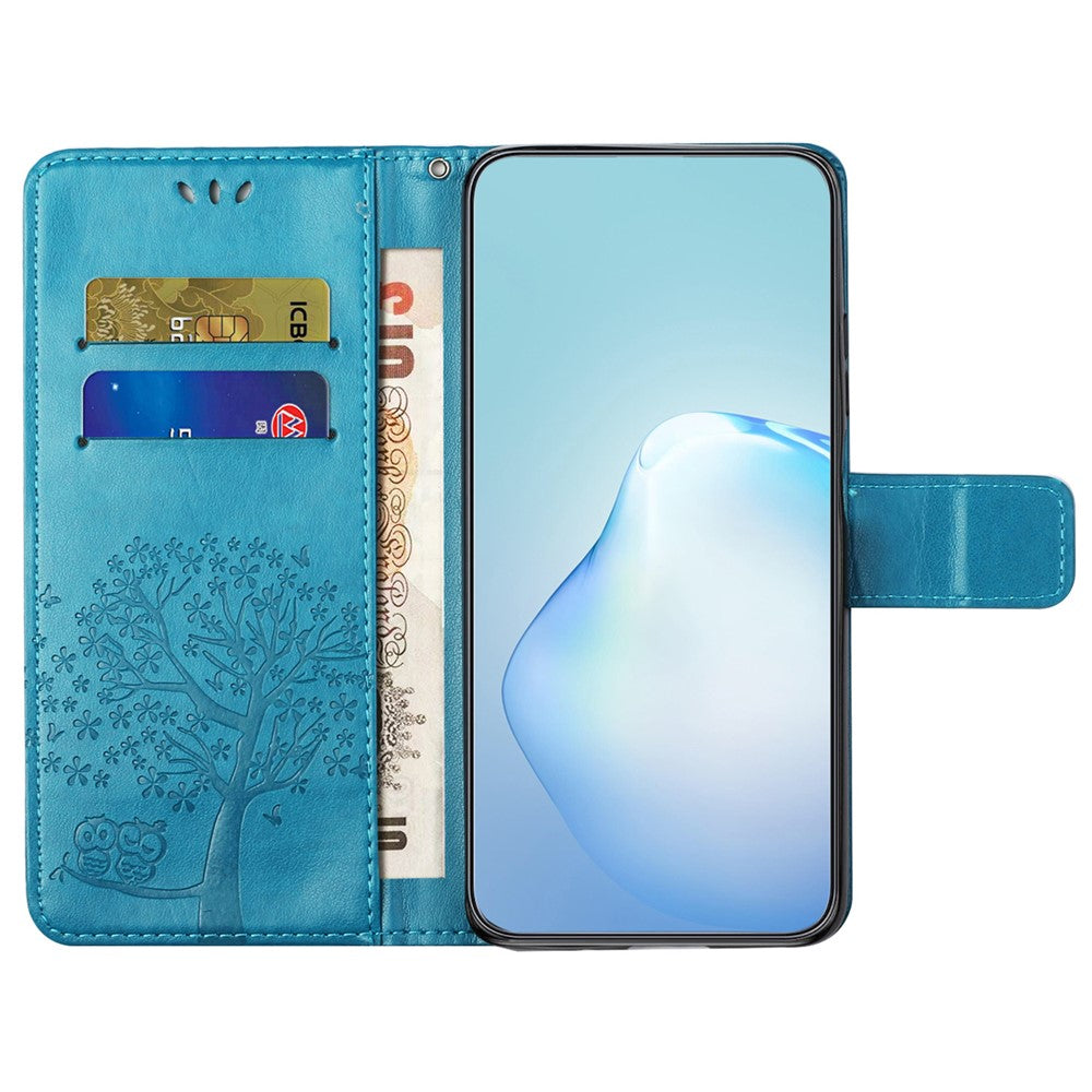 PU For Samsung Galaxy A25 5G (Global) (161.0 x 76.5 x 8.3mm) Owl Tree Imprinted Foldable Stand Phone Cover