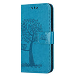 PU For Samsung Galaxy A25 5G (Global) (161.0 x 76.5 x 8.3mm) Owl Tree Imprinted Foldable Stand Phone Cover