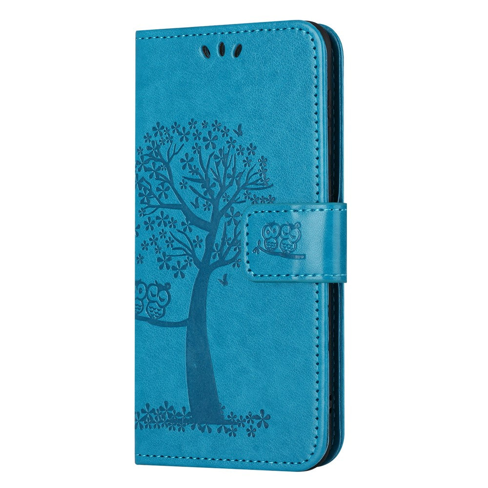 PU For Samsung Galaxy A25 5G (Global) (161.0 x 76.5 x 8.3mm) Owl Tree Imprinted Foldable Stand Phone Cover