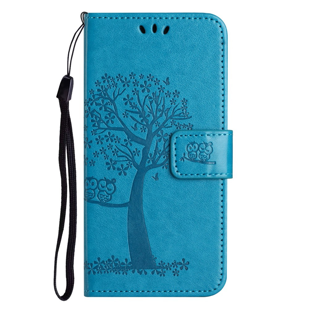 PU For Samsung Galaxy A25 5G (Global) (161.0 x 76.5 x 8.3mm) Owl Tree Imprinted Foldable Stand Phone Cover