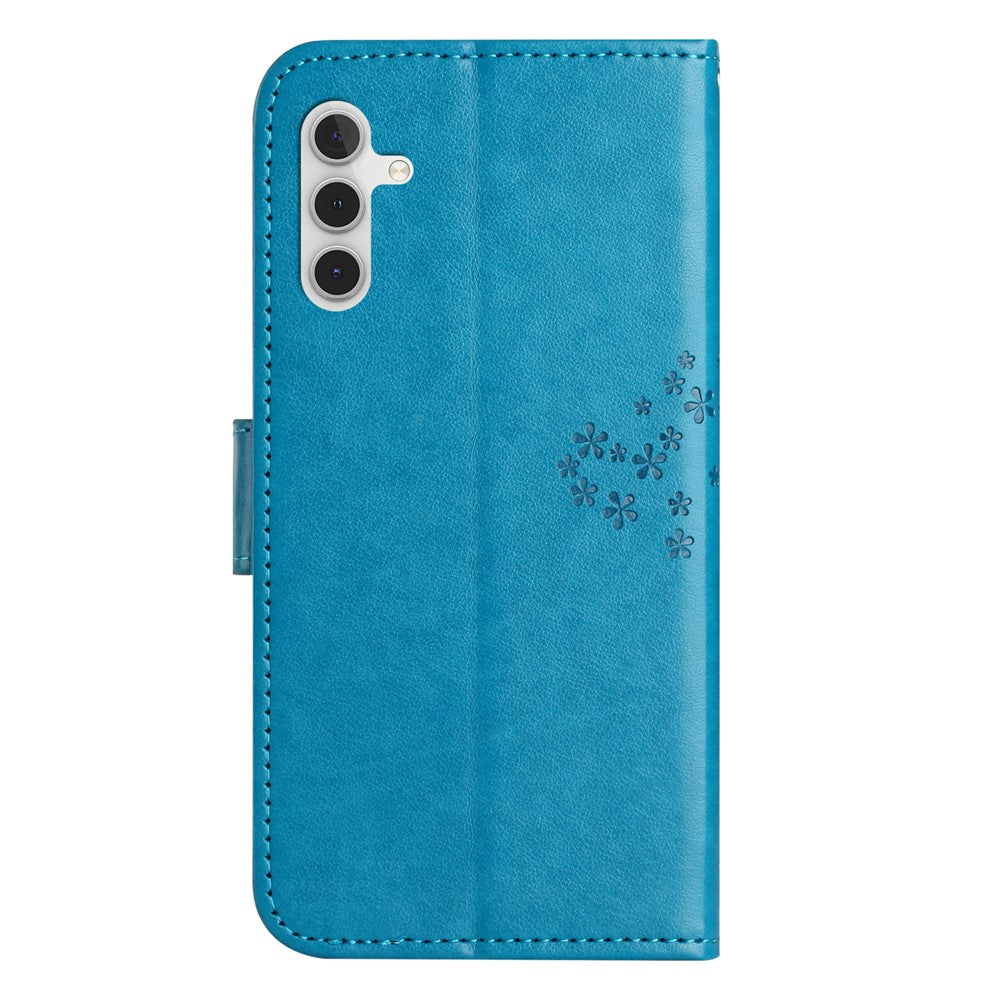 PU For Samsung Galaxy A25 5G (Global) (161.0 x 76.5 x 8.3mm) Owl Tree Imprinted Foldable Stand Phone Cover