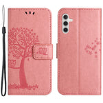 PU For Samsung Galaxy A25 5G (Global) (161.0 x 76.5 x 8.3mm) Owl Tree Imprinted Foldable Stand Phone Cover