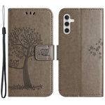 PU For Samsung Galaxy A25 5G (Global) (161.0 x 76.5 x 8.3mm) Owl Tree Imprinted Foldable Stand Phone Cover