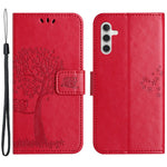PU For Samsung Galaxy A25 5G (Global) (161.0 x 76.5 x 8.3mm) Owl Tree Imprinted Foldable Stand Phone Cover