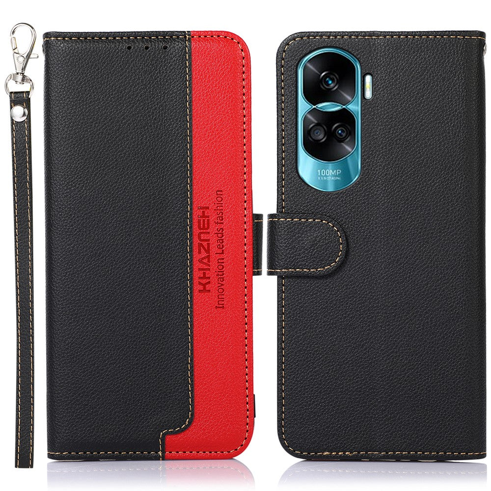 KHAZNEH For Honor 90 Lite 5G / X50i Litchi Tekstur Mobiltelefon Stand PU Læder Etui Pung RFID Blokerende Telefoncover