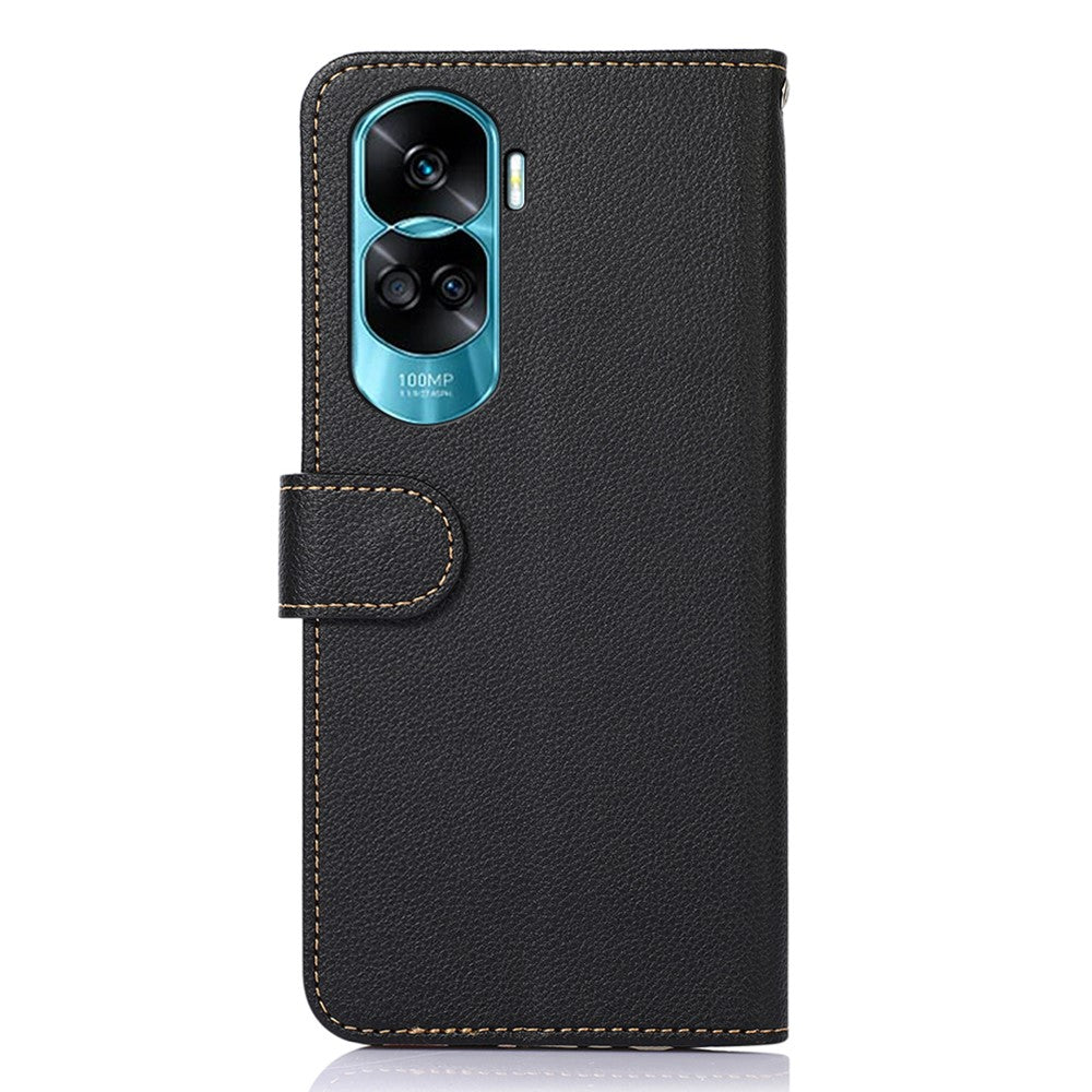 KHAZNEH For Honor 90 Lite 5G / X50i Litchi Tekstur Mobiltelefon Stand PU Læder Etui Pung RFID Blokerende Telefoncover