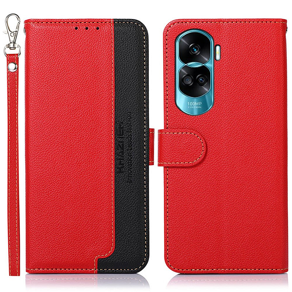 KHAZNEH For Honor 90 Lite 5G / X50i Litchi Tekstur Mobiltelefon Stand PU Læder Etui Pung RFID Blokerende Telefoncover