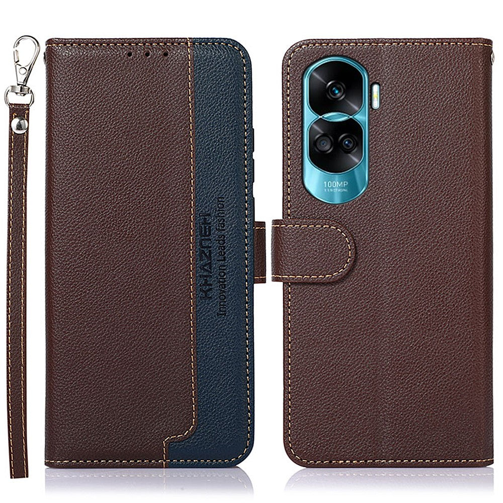 KHAZNEH For Honor 90 Lite 5G / X50i Litchi Tekstur Mobiltelefon Stand PU Læder Etui Pung RFID Blokerende Telefoncover