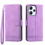 DIERFENG DF-03 for Xiaomi Redmi 12 4G Lines Imprinted Leather Wallet Case Folding Stand Phone Cover