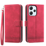 DIERFENG DF-03 for Xiaomi Redmi 12 4G Lines Imprinted Leather Wallet Case Folding Stand Phone Cover