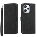 DIERFENG DF-03 for Xiaomi Redmi 12 4G Lines Imprinted Leather Wallet Case Folding Stand Phone Cover