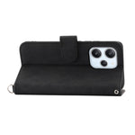 Phone Case for Xiaomi Redmi 12 4G , Imprinted Flower Stand Wallet Leather Cover with Wrist Strap + Shoulder Strap