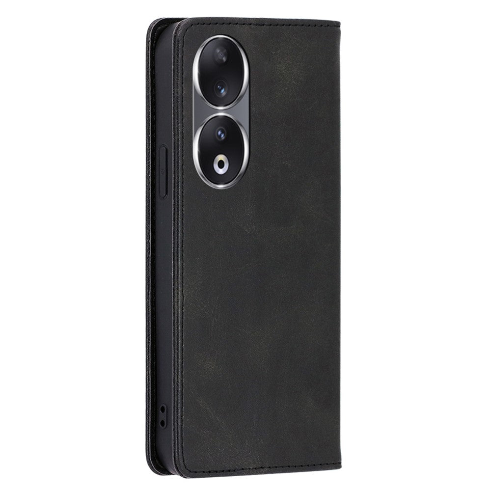 Wallet Phone Case for Honor 90 , Anti-Scratch Calf Texture PU Leather Stand Smartphone Cover
