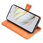 For Honor 90 Zipper Pocket Phone Leather Case Multiple Card Slots Anti-Drop Cover with Straps