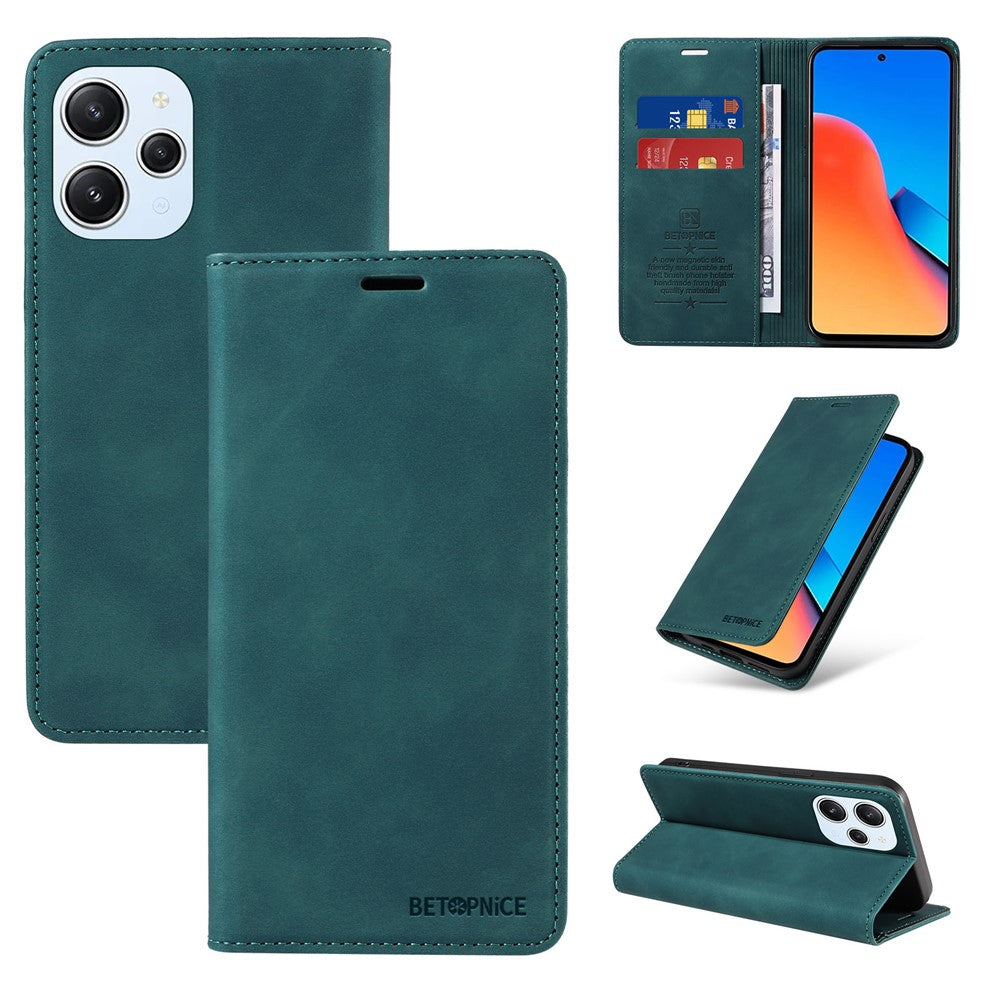 BETOPNICE 003 For Xiaomi Redmi 12 4G RFID Blocking Phone Case Wallet Stand PU Leather Flip Cover