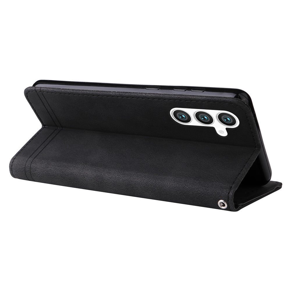 For Samsung Galaxy S23 FE Leather Wallet Cases Skin Touch Phone Cover Stand with Strap
