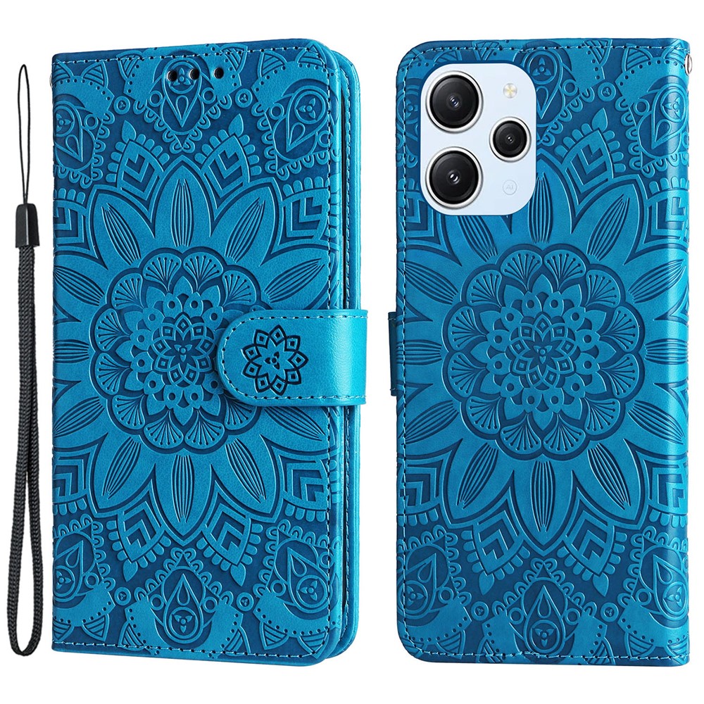 PU Leather Cover for Xiaomi Redmi 12 4G , Sunflower Imprinted Wallet Anti-Scratch Smartphone Case