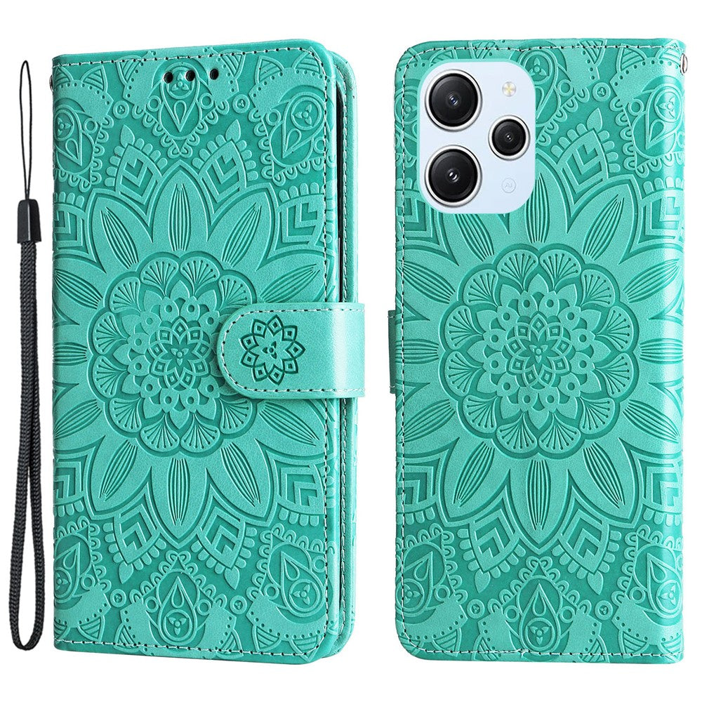 PU Leather Cover for Xiaomi Redmi 12 4G , Sunflower Imprinted Wallet Anti-Scratch Smartphone Case