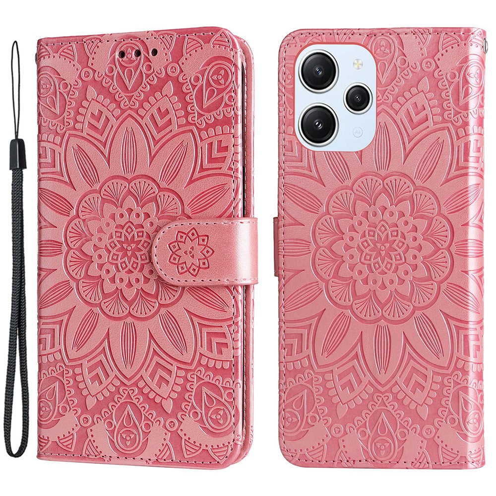 PU Leather Cover for Xiaomi Redmi 12 4G , Sunflower Imprinted Wallet Anti-Scratch Smartphone Case