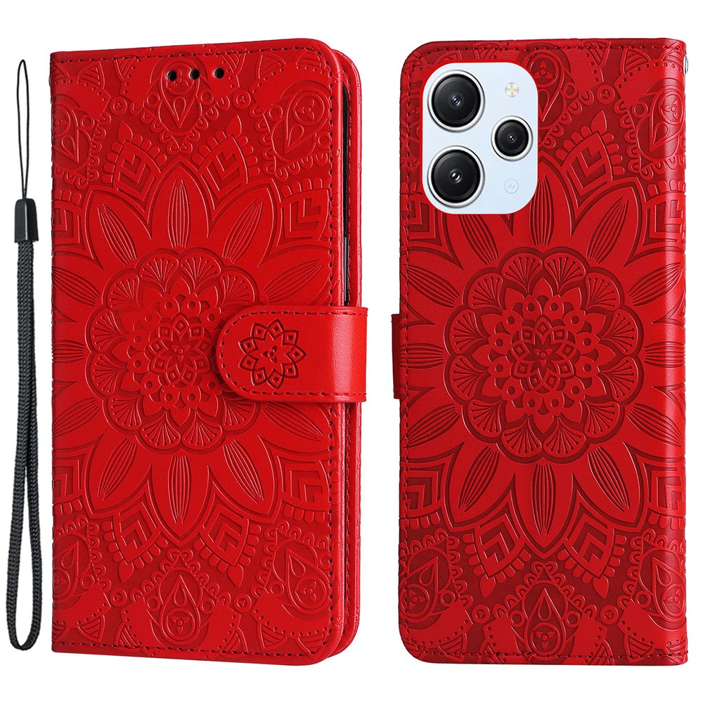 PU Leather Cover for Xiaomi Redmi 12 4G , Sunflower Imprinted Wallet Anti-Scratch Smartphone Case
