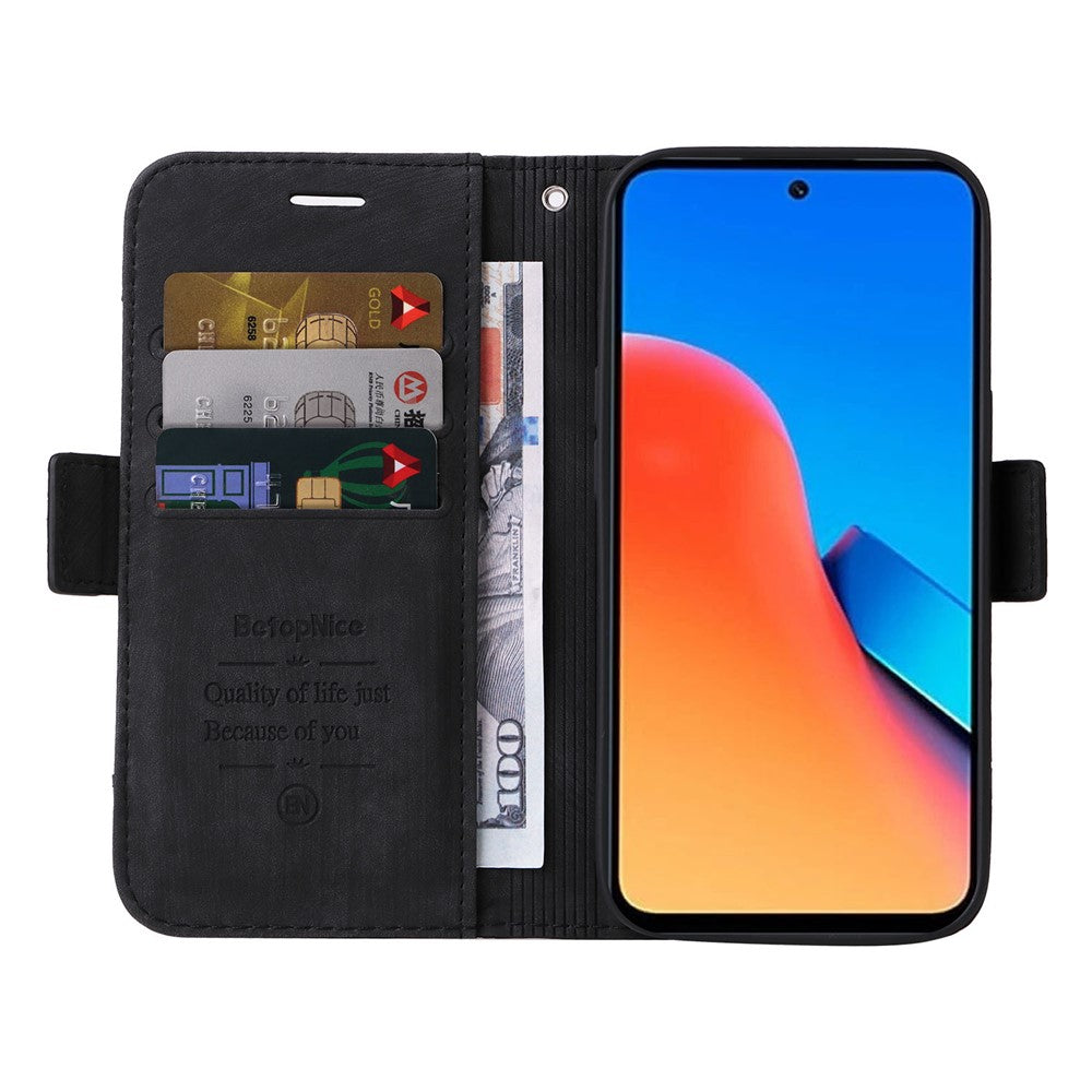 BETOPNICE 001 For Xiaomi Redmi 12 4G Shockproof Smartphone Cover PU Leather Stand Wallet Phone Case
