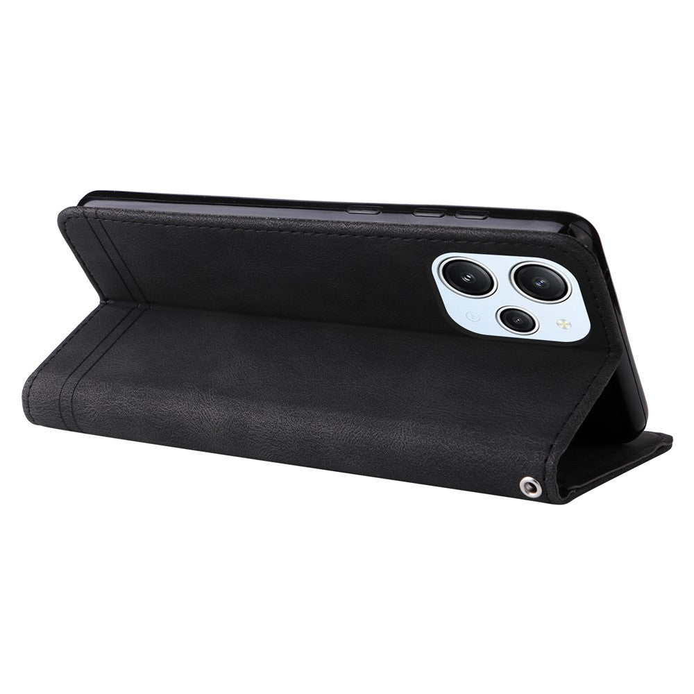 For Xiaomi Redmi 12 4G Leather Wallet Cases Skin Touch Phone Cover Stand with Strap