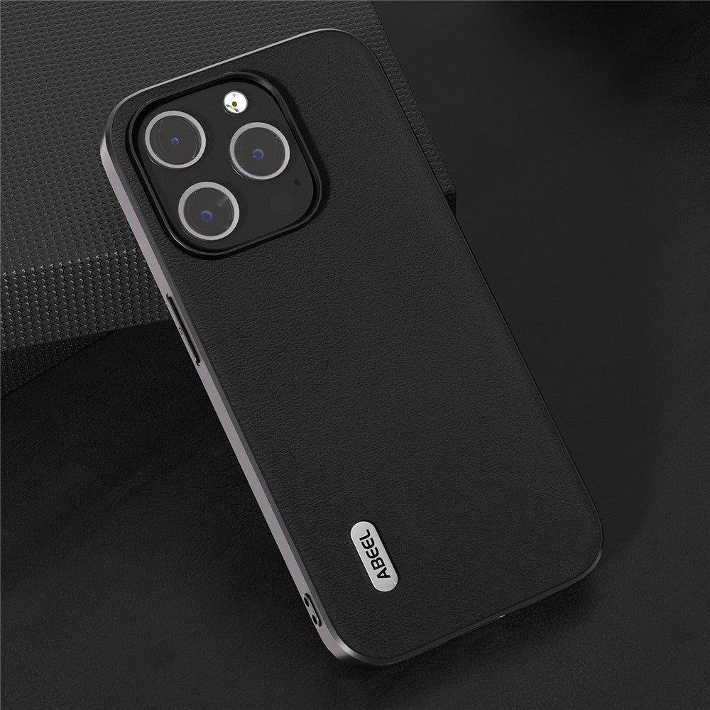ABEEL For iPhone 15 Pro Max Protective Slim Case Textured PU Leather+TPU Phone Cover